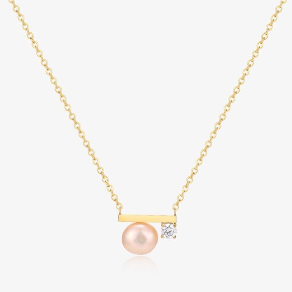 Simple Balance Design Freshwater Pearl Necklace - Picture 2 of 5